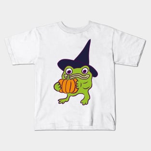 Frog Witch With a Gift Kids T-Shirt